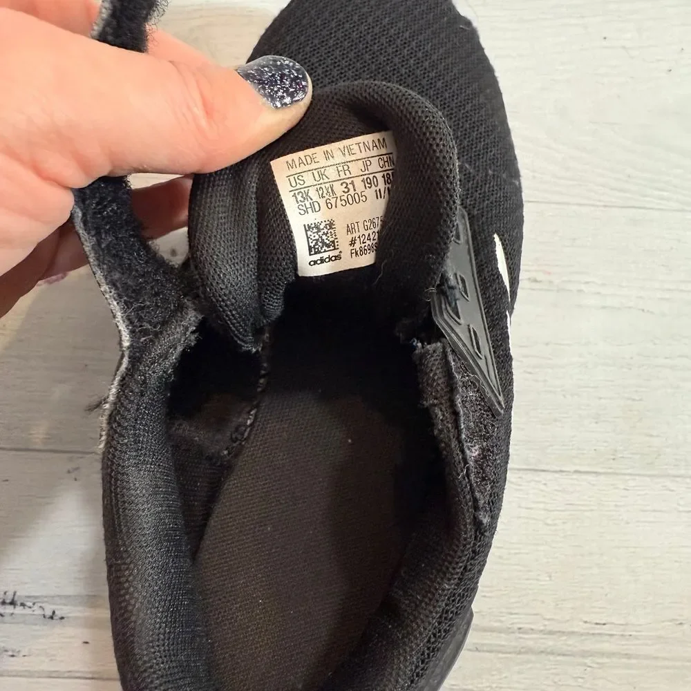 Adidas kids black and white 3 stripe sneaker little kids‎ 13